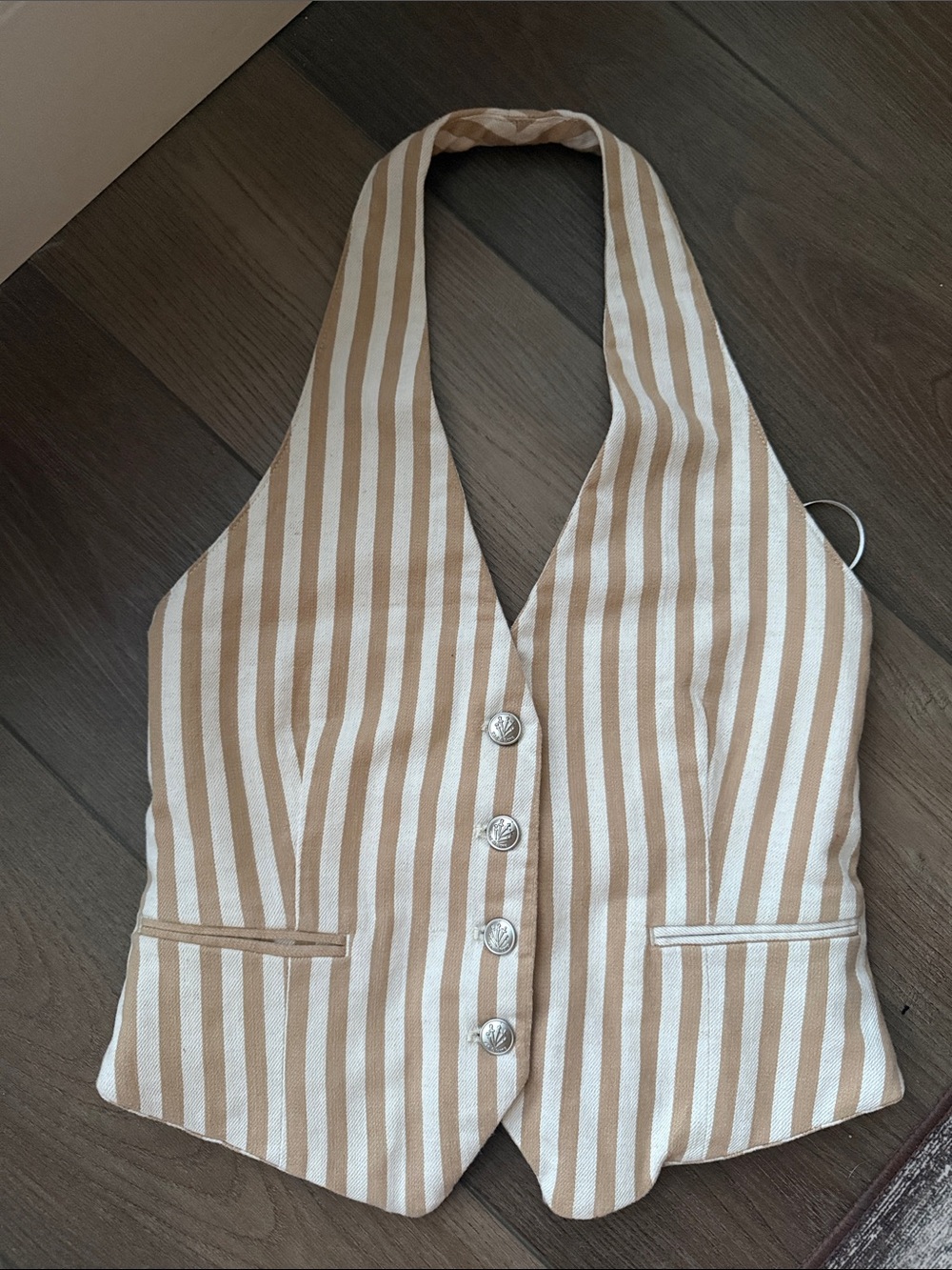 rag & bone Tan and White Striped Halter Vest